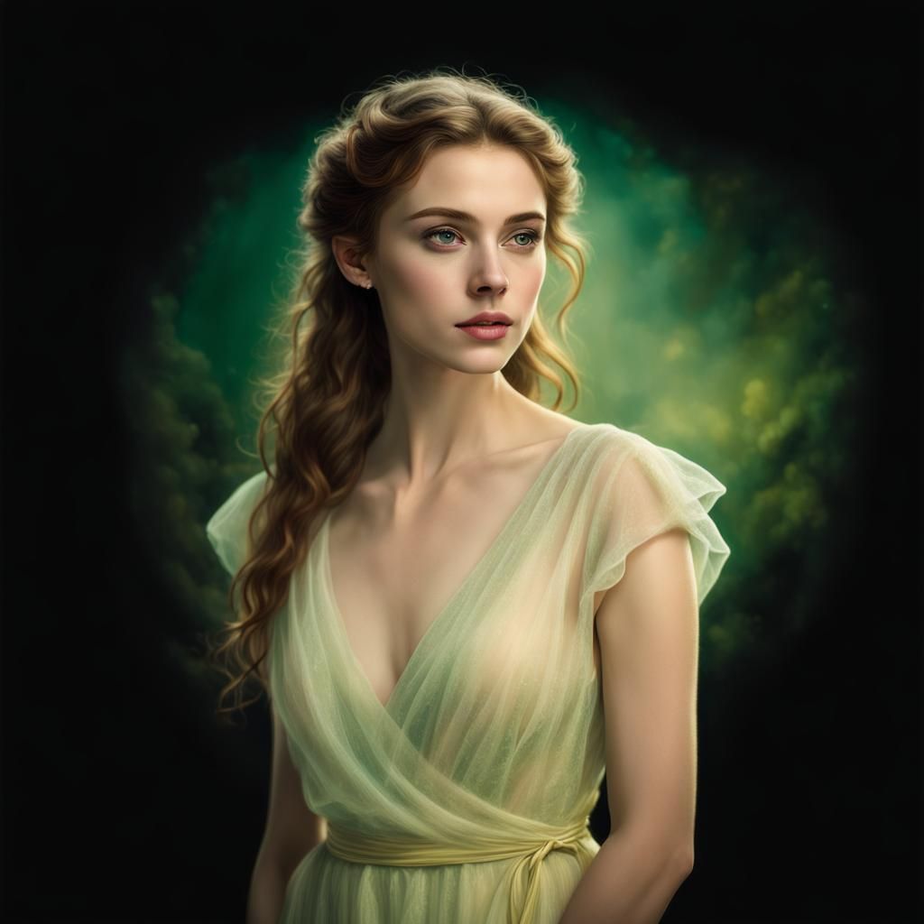 Young Woman in Yellow Dress, Ethereal Fantasy Style