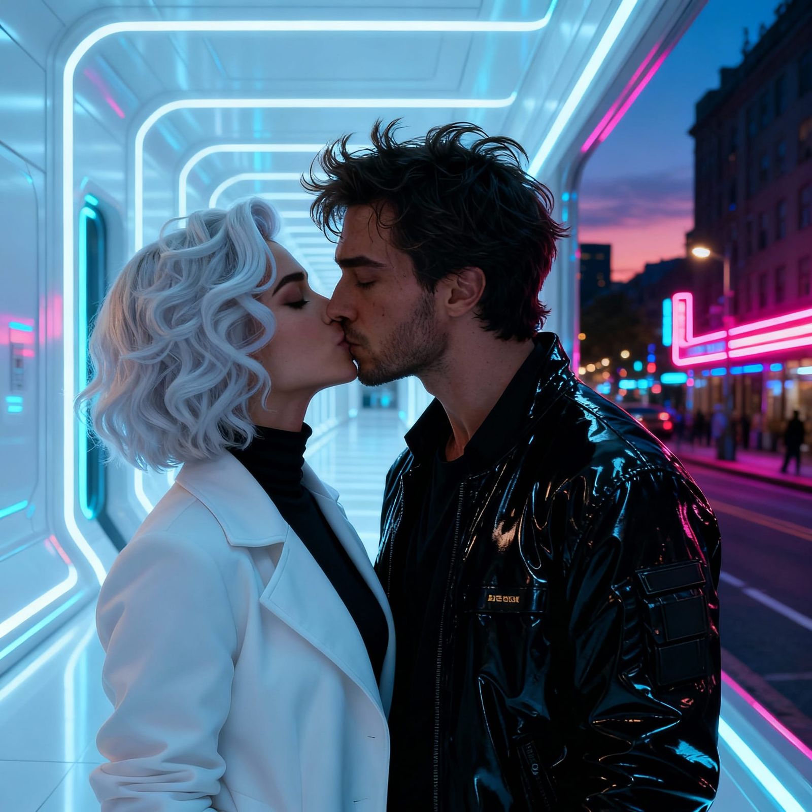 Two People Sharing an Intimate Kiss