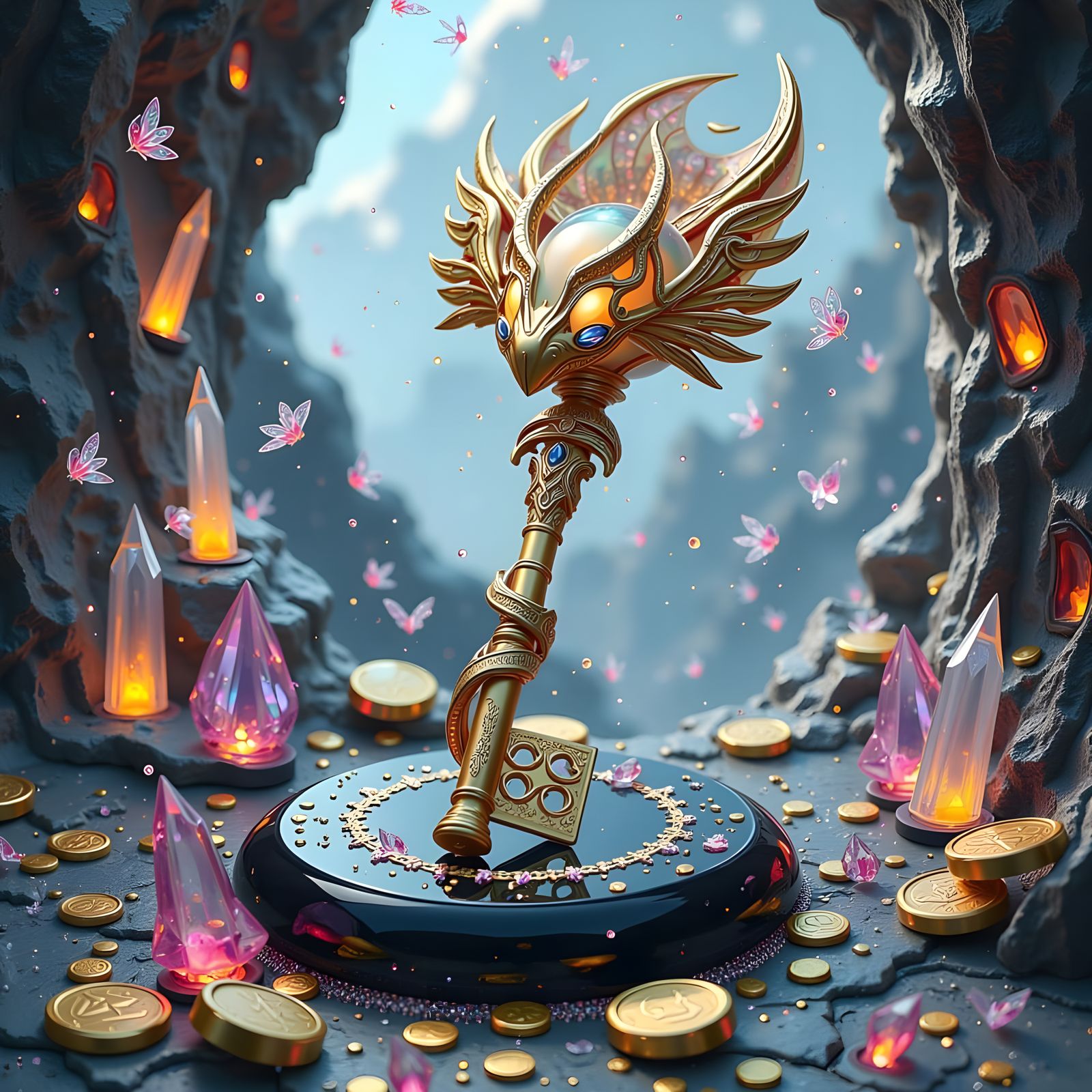 Dragonbone Key in a Majestic Cave