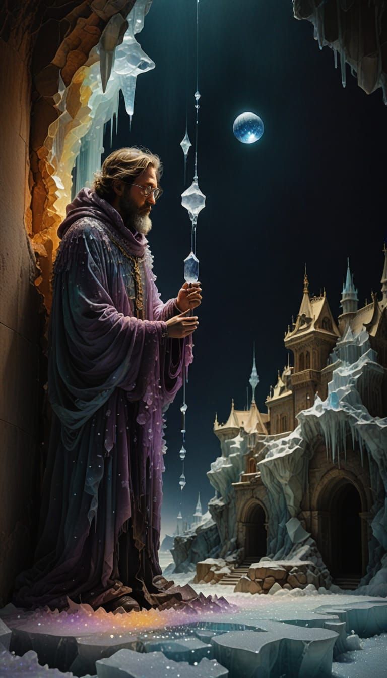 Surreal Winter Wonderland with Icy Fractals and Glacial Patt...