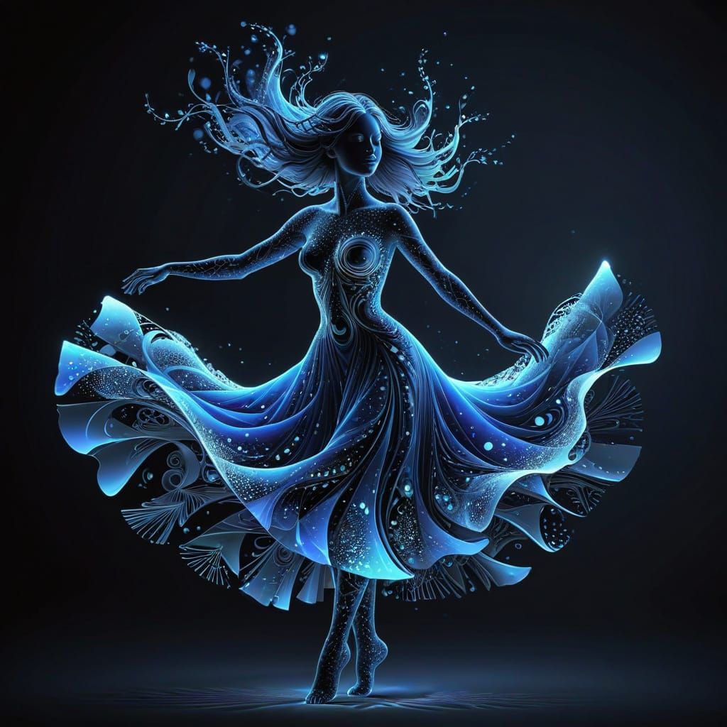 Ethereal Night Dancer in Fractal Waves