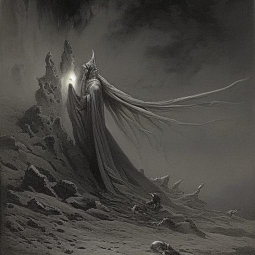 Terrifying Void Creature Consuming Souls, Gothic Horror Art