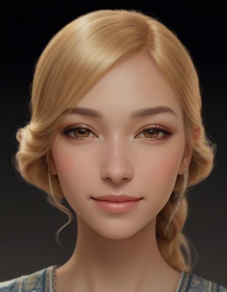 Young Woman Smiling: Digital Portrait Art in 4K