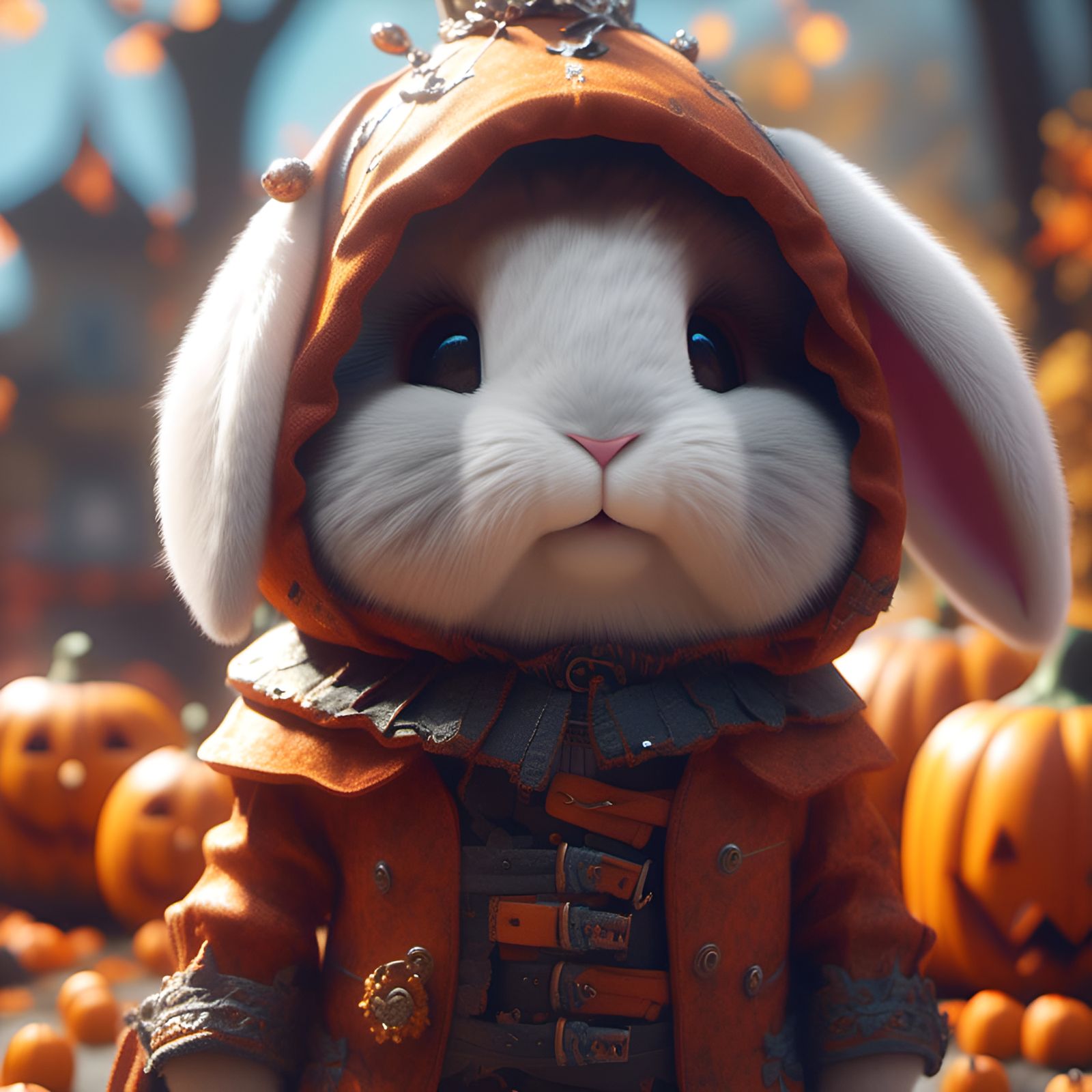 Adorable Halloween Bunny Portrait in 3D
