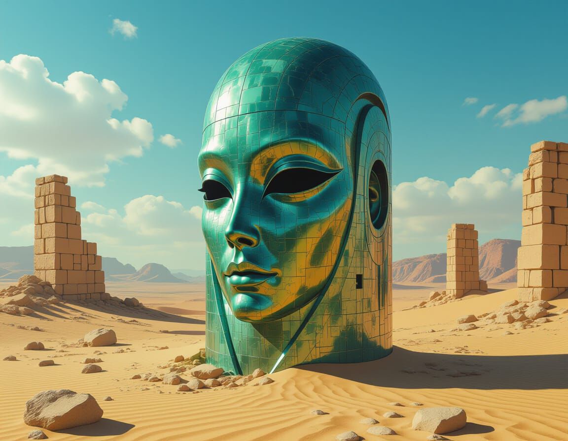 Extraterrestrial Angel Emerges in Desert Ruins