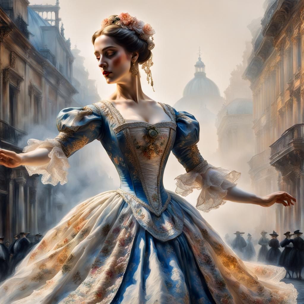 Porcelain Dancer in 19th Century Dress