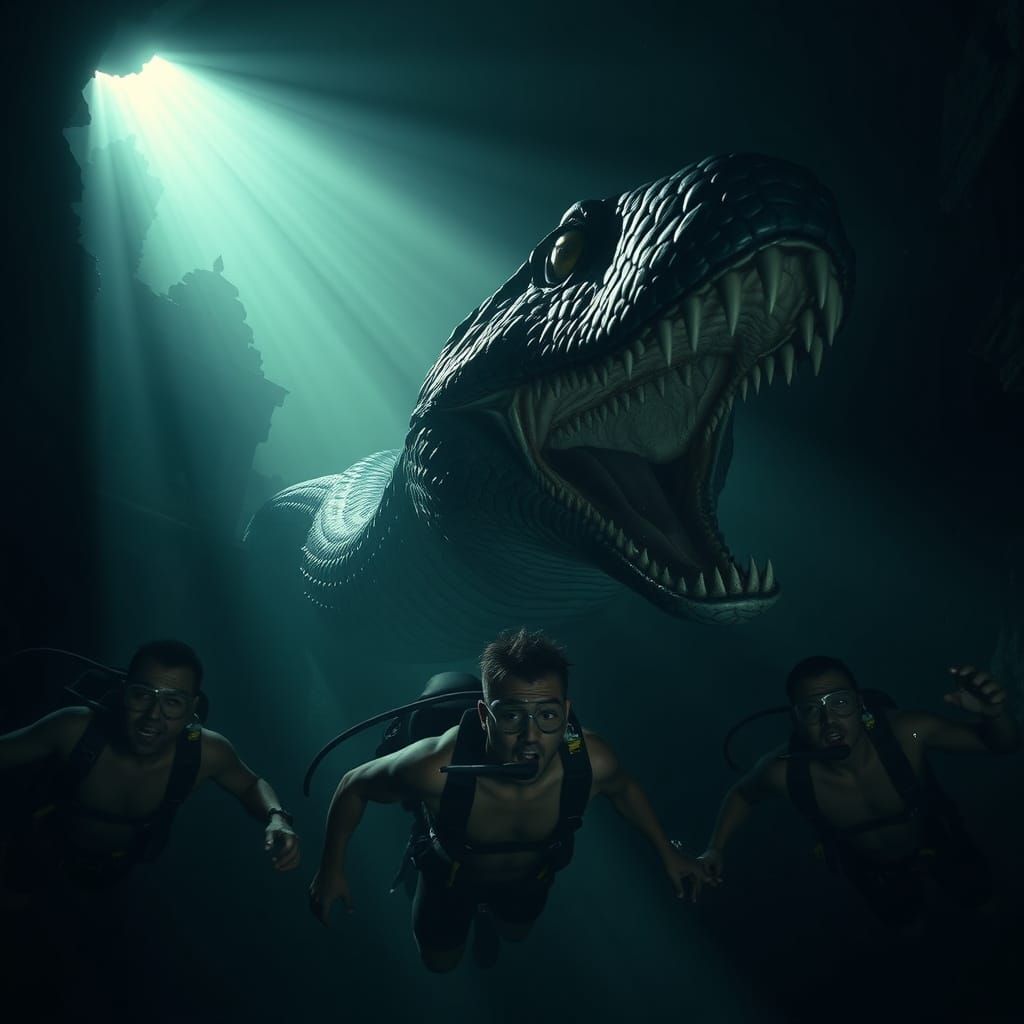 Three Men Flee 50ft Titanoboa Serpent in Dark, Mysterious Un...