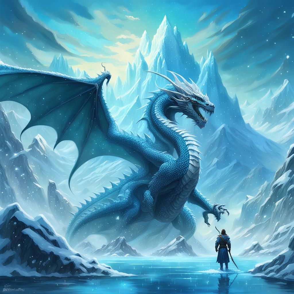 Avatar and Dragon in the Water Nation: Fantasy Art