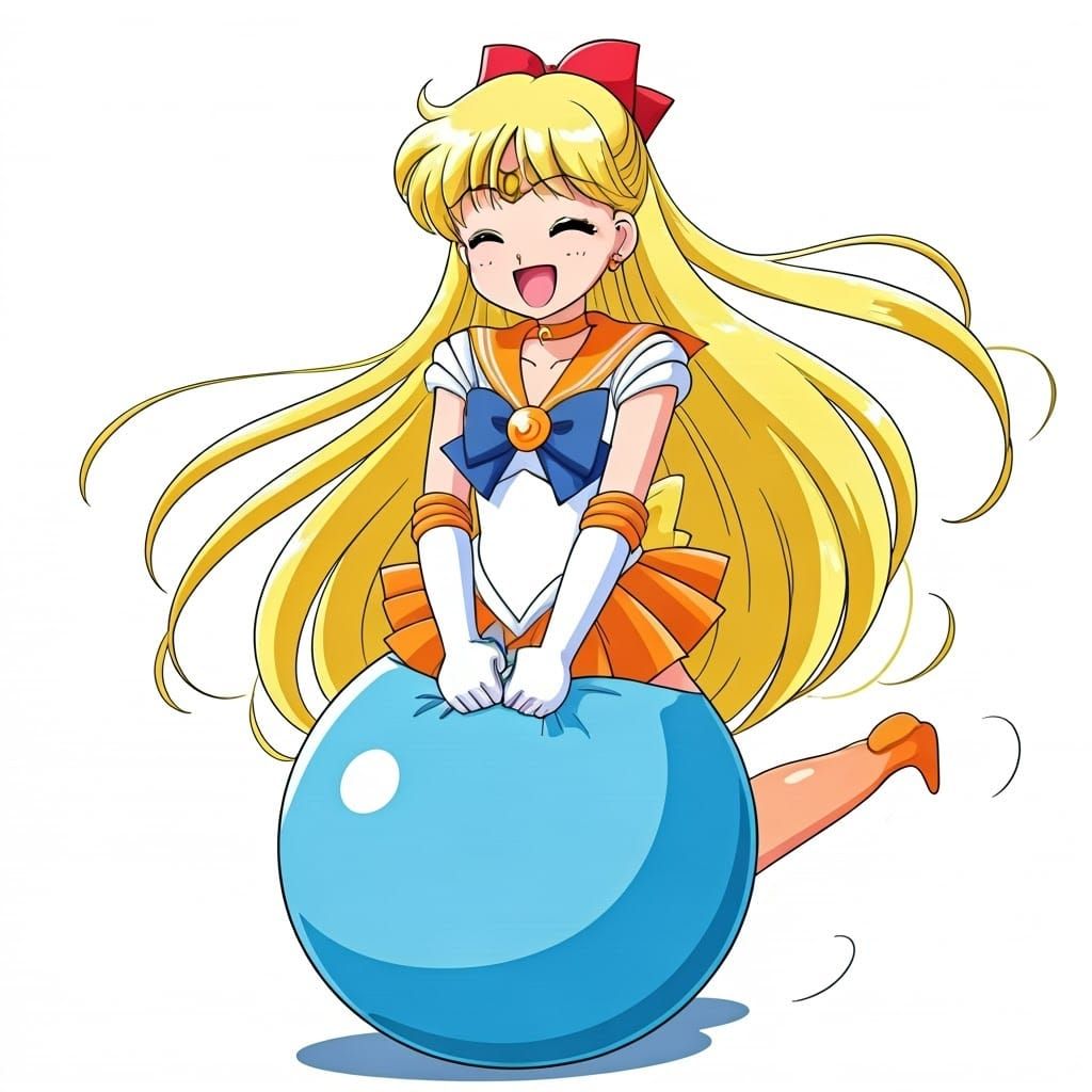 Sailor Venus Bouncing Happily in Sailor Moon Manga Style