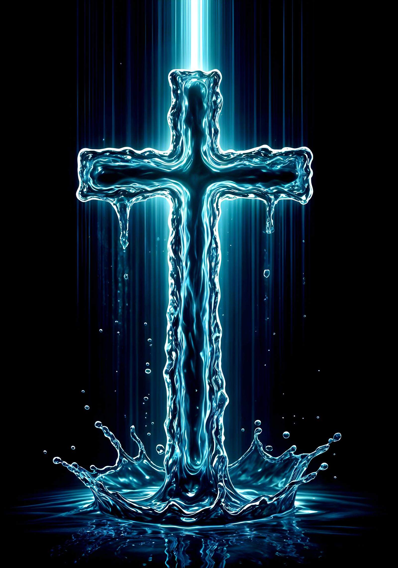 Dynamic Water Cross Formation Cinematic Image