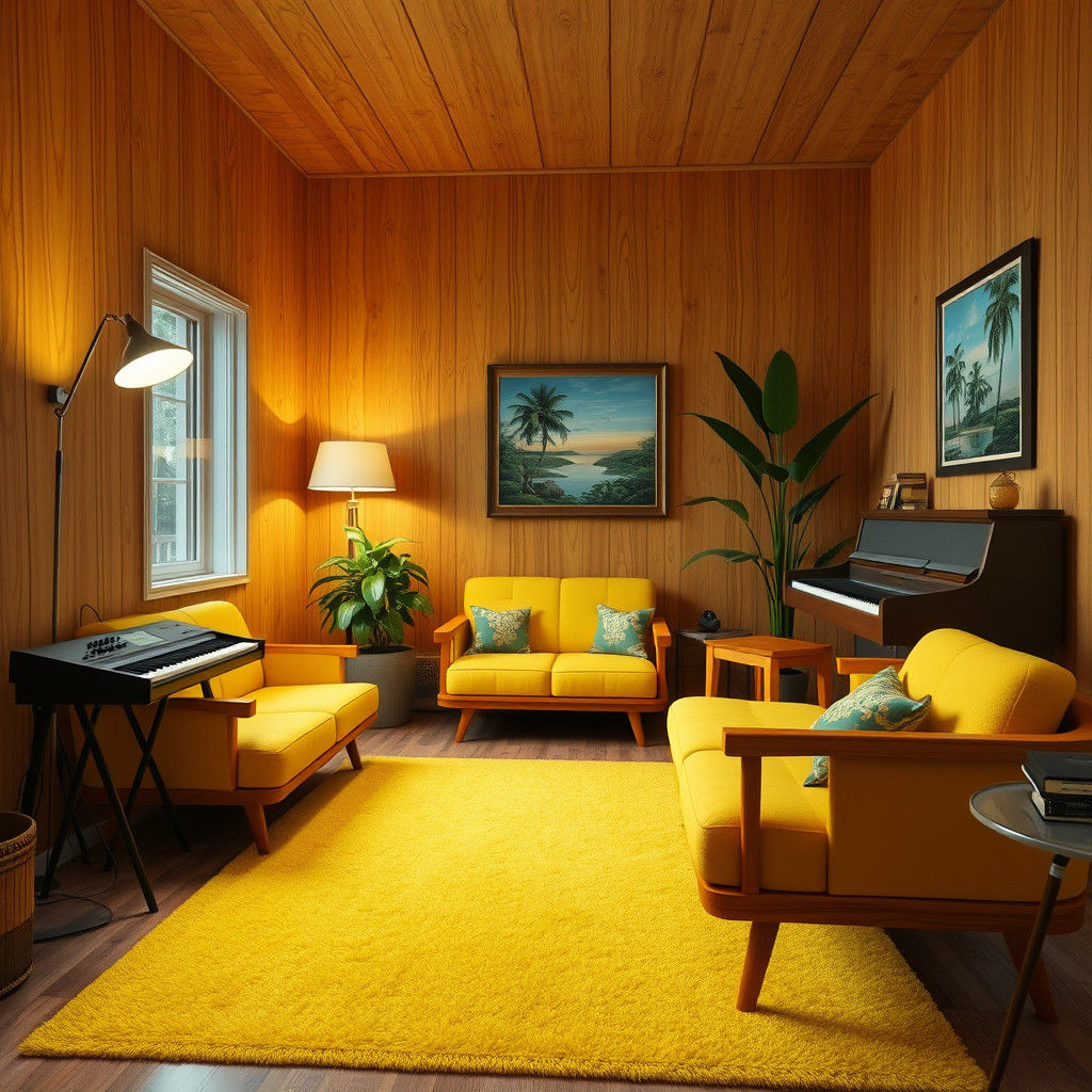 Retro Living Room with Tropical and Baroque Fusion