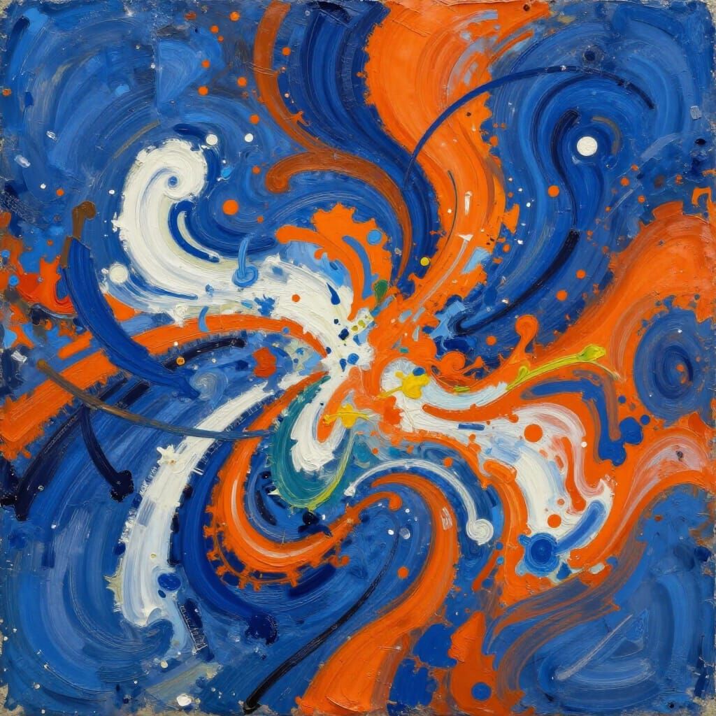 Abstract Cosmic Energy Tableau in Abstract Expressionist Sty...