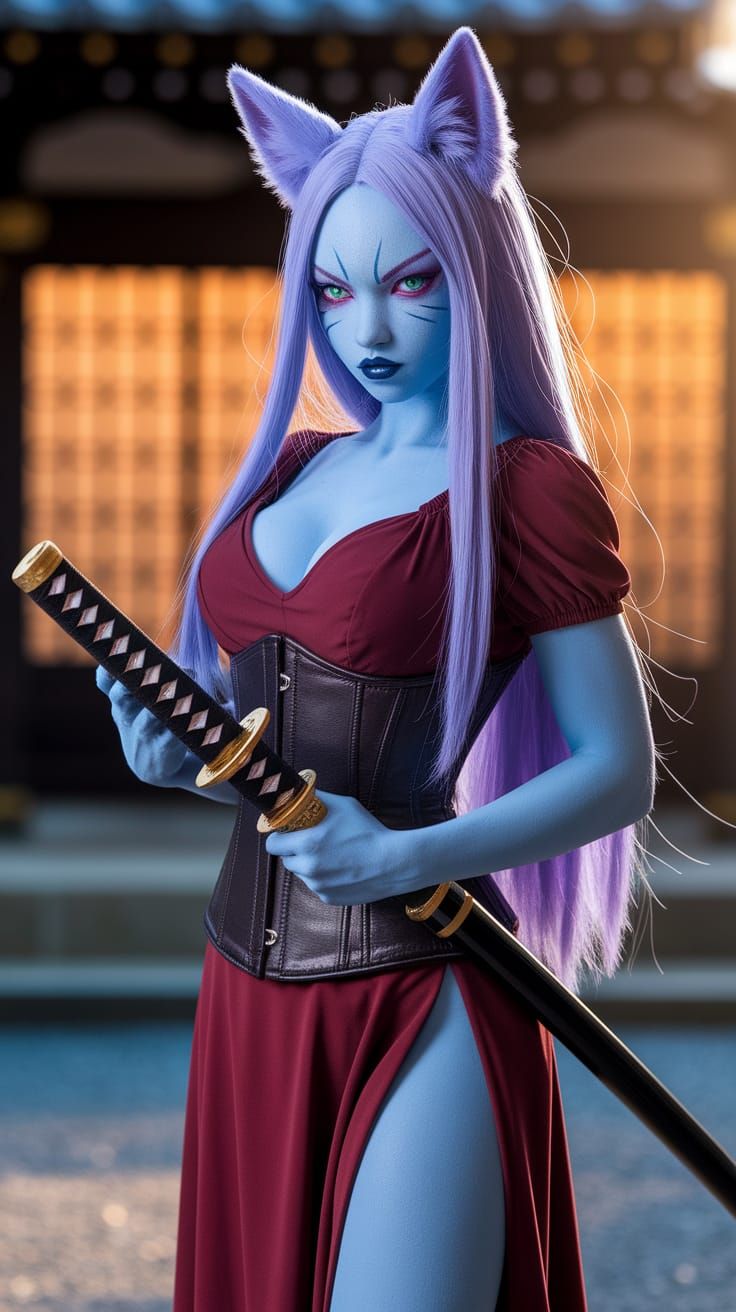 Enchanting Kitsune Goddess in Traditional Japanese Attire