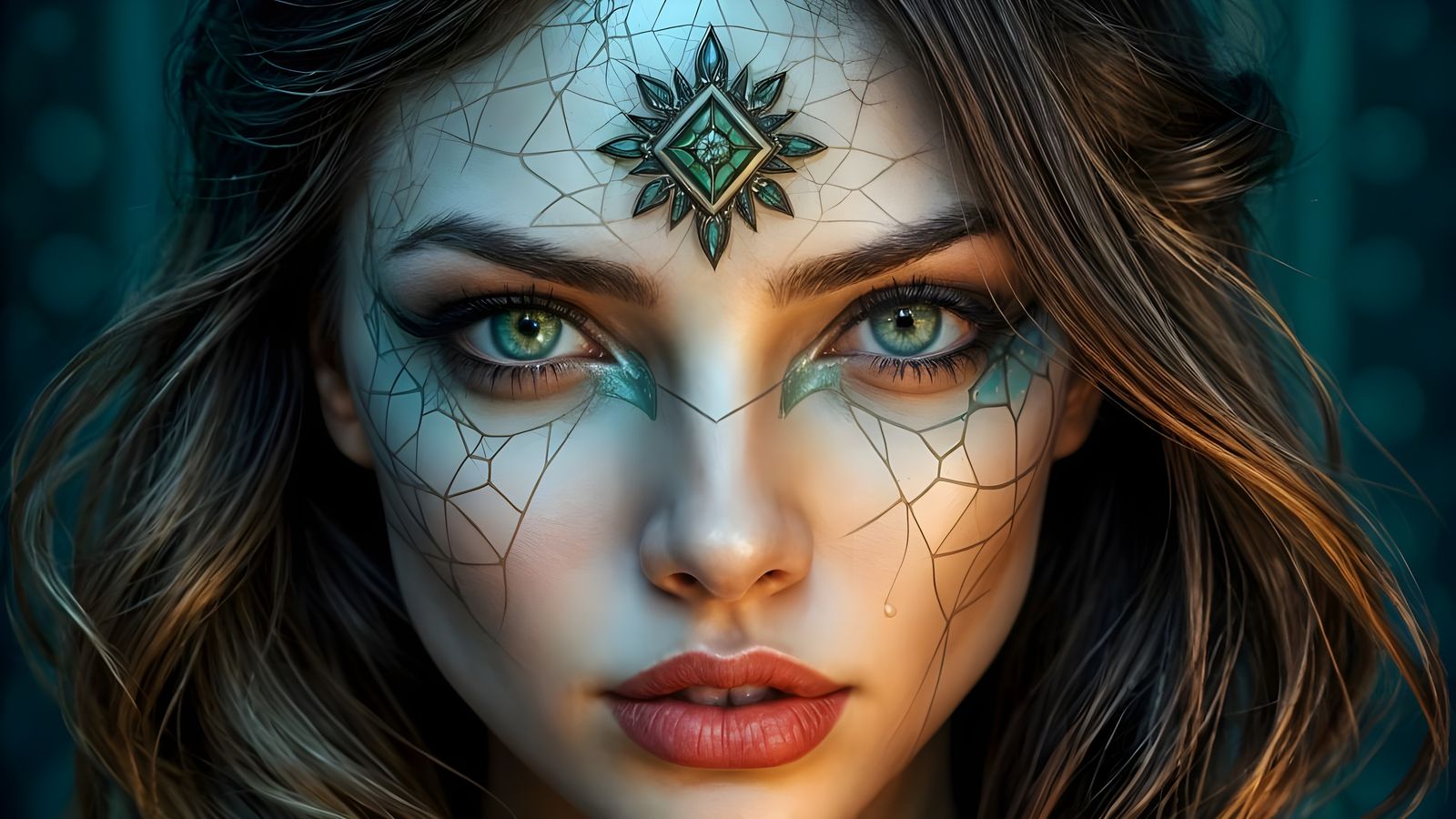 Beautiful Woman with Geometric Patterns Portrait