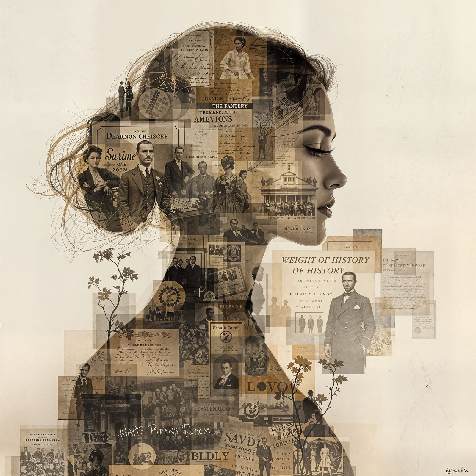 A Woman's Silhouette Weighed Down by History's Double Exposu...