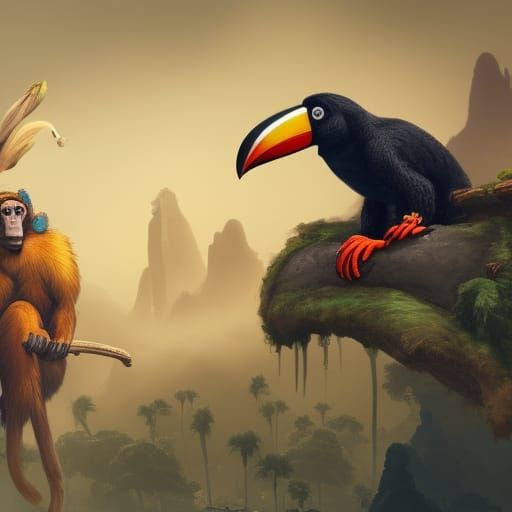 Monkey and Toucan Team Ready for War
