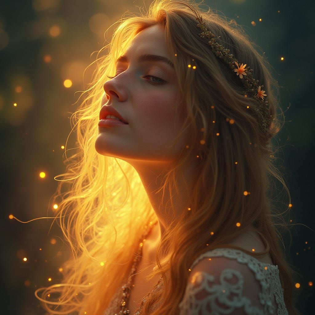 Ethereal Goddess Radiates Soulful Depth in Vibrant, Fantasti...