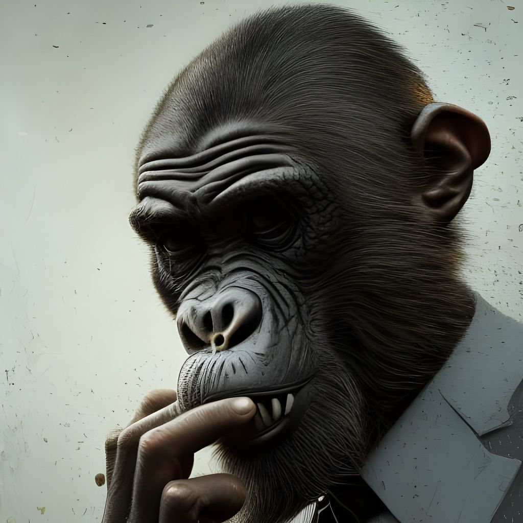 Chimpanzee Businessman Portrait in Fantasy Art Style