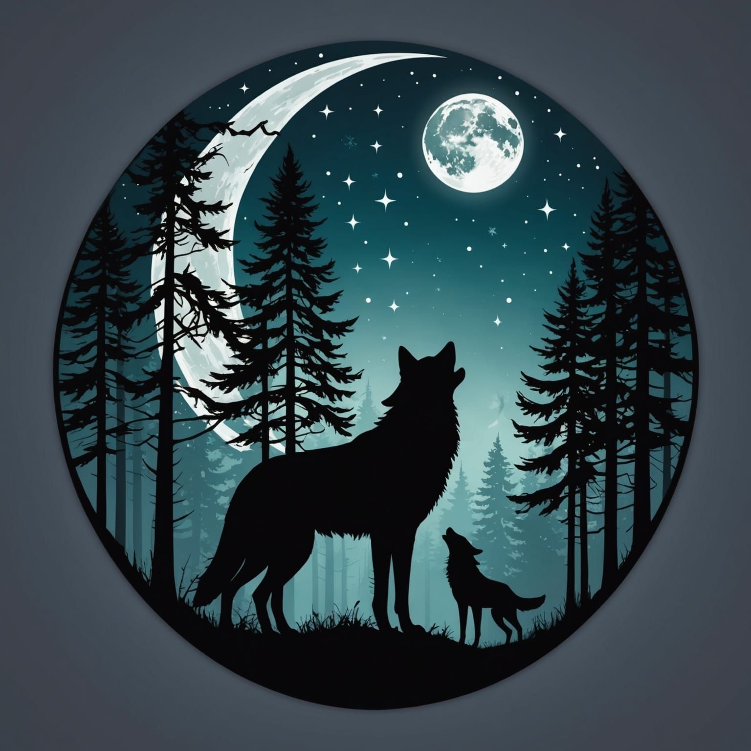 Wolf Silhouette Art