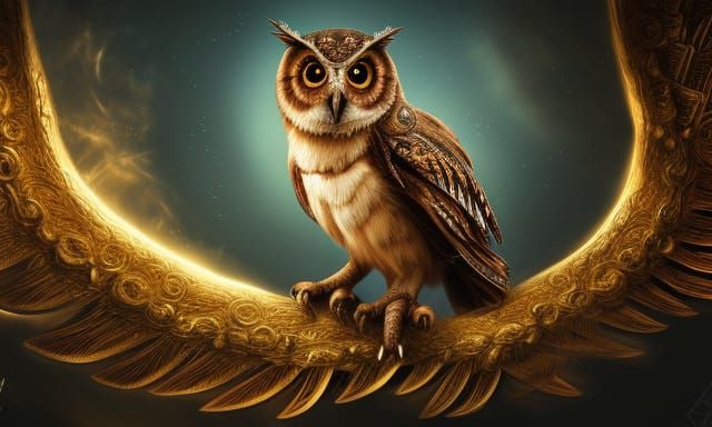 Steampunk Fantasy Owl in Golden Hour Light