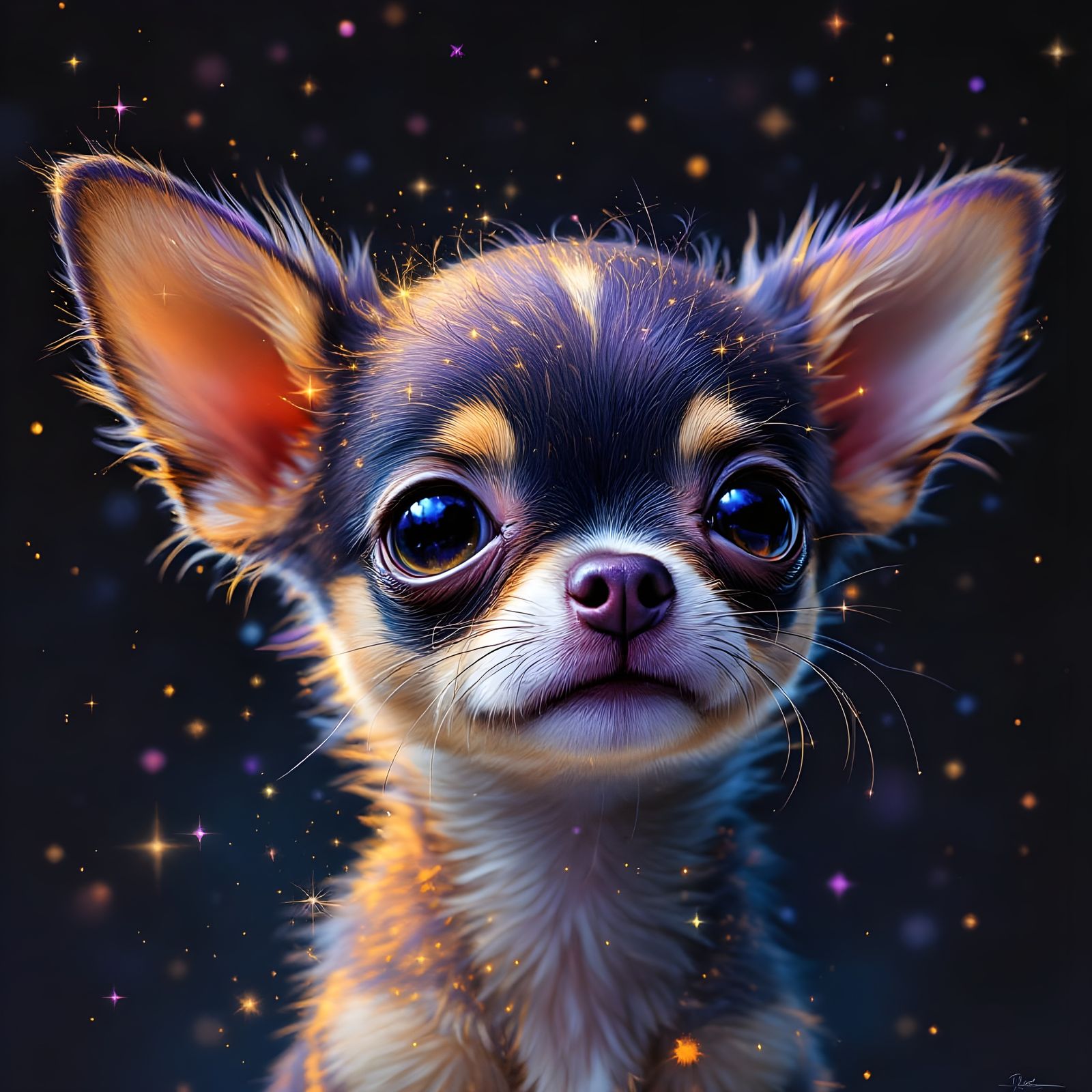 Adorable Chihuahua Puppy in Vibrant, Fantastical Colors