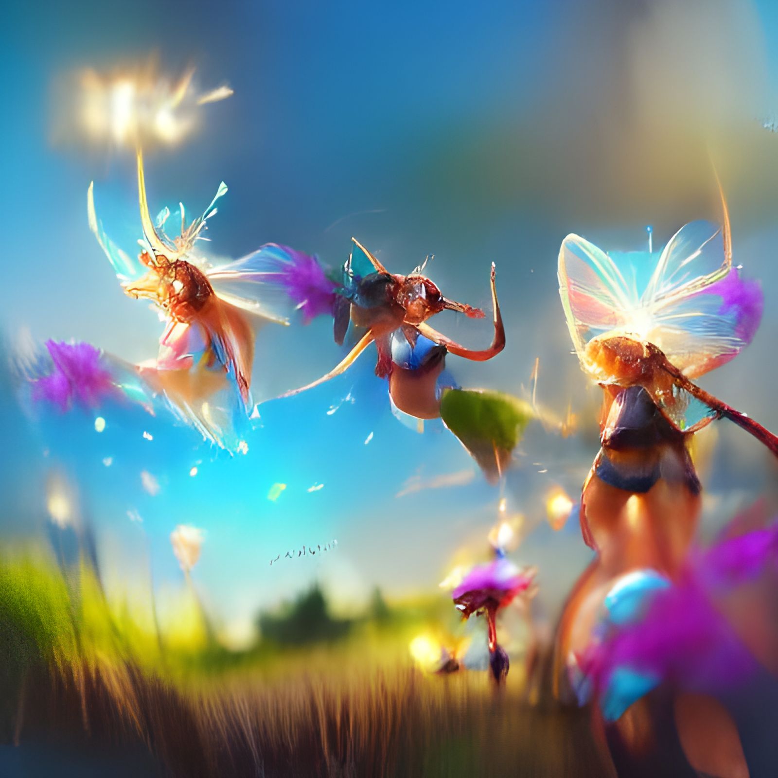Fantasy Fairies in Summer Bokeh Lighting