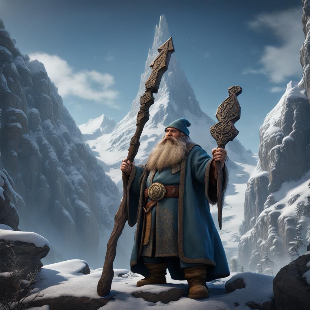 Enchanted Dwarf Rune Smith on Snowy Mountain