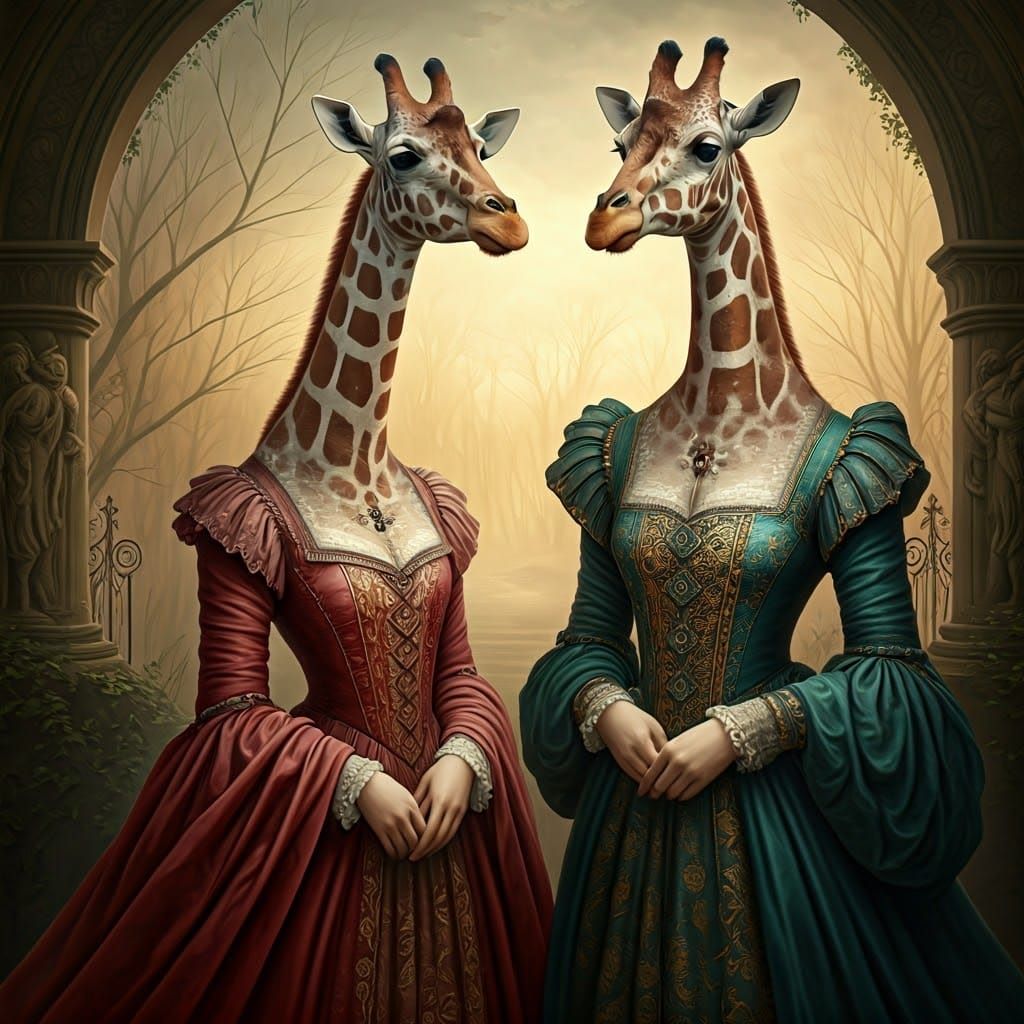 Anthropomorphic Giraffe hybrids.