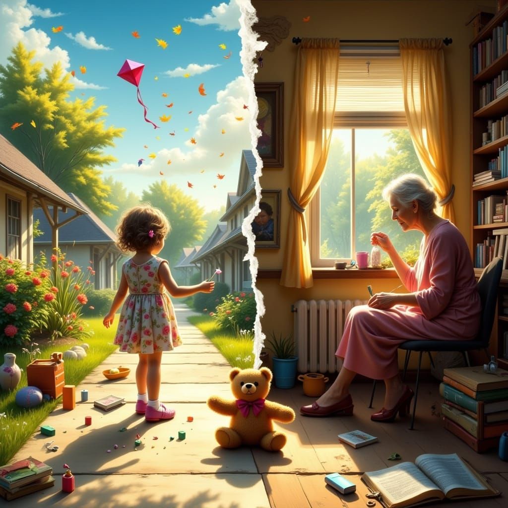 Two Halves of Life in Hyperrealistic Digital Art