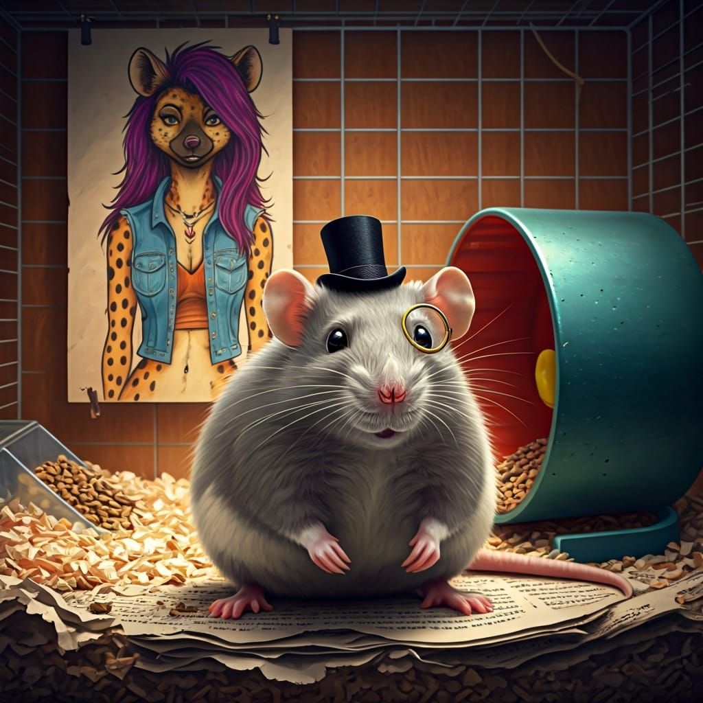 Genius Rat in Cage, Garmash Style Close-Up