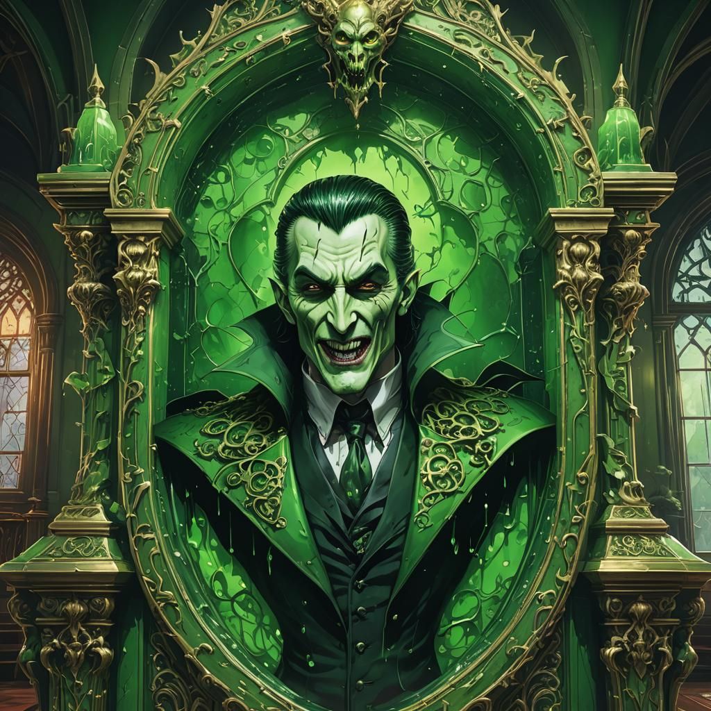 Dracula Rising: 3D Anime Art in Green