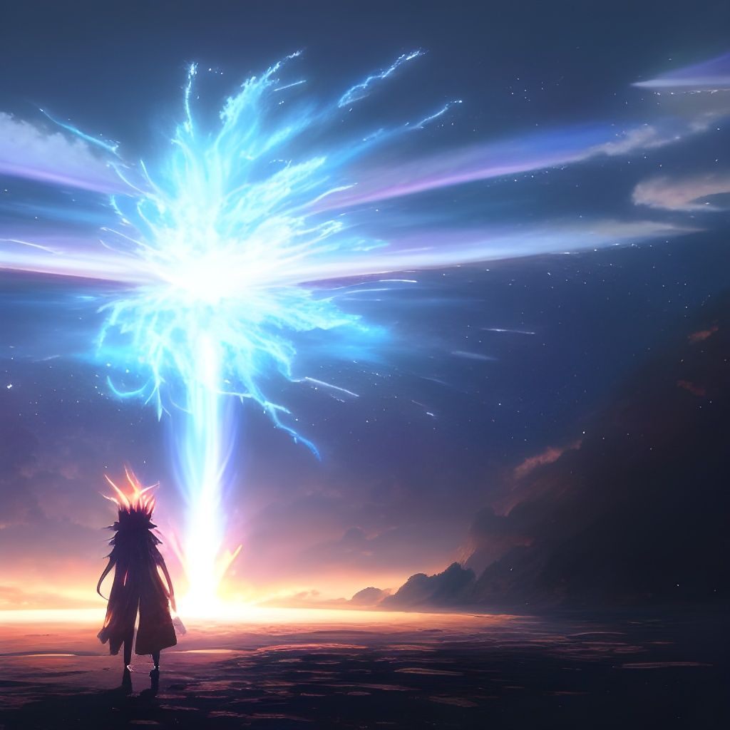 Cosmic Explosion Landscape in Shonen Anime Style