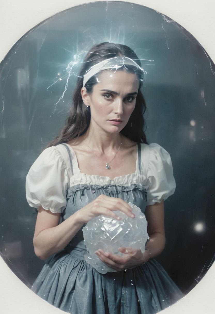 VHS Portrait of Woman with Vaporwave Staff