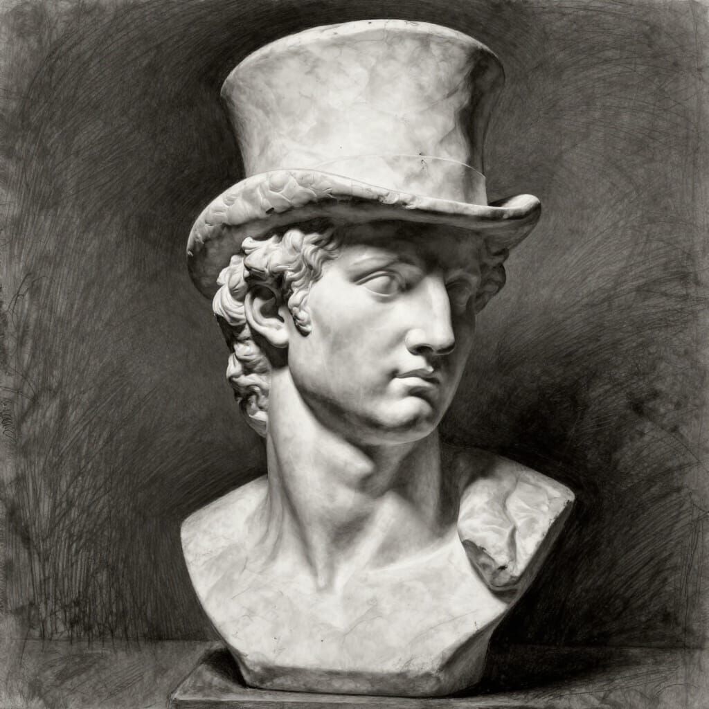 Marble Bust TikTok Avatar with Top Hat