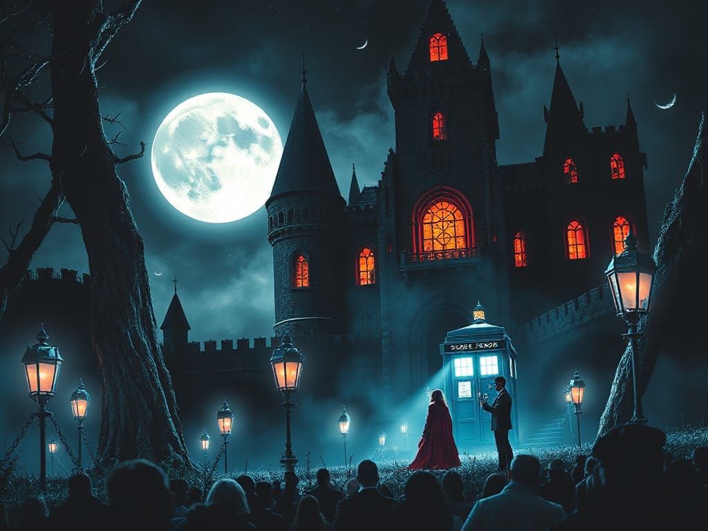 Dr Who Meets Cyberpunk Dracula in Neon Castle