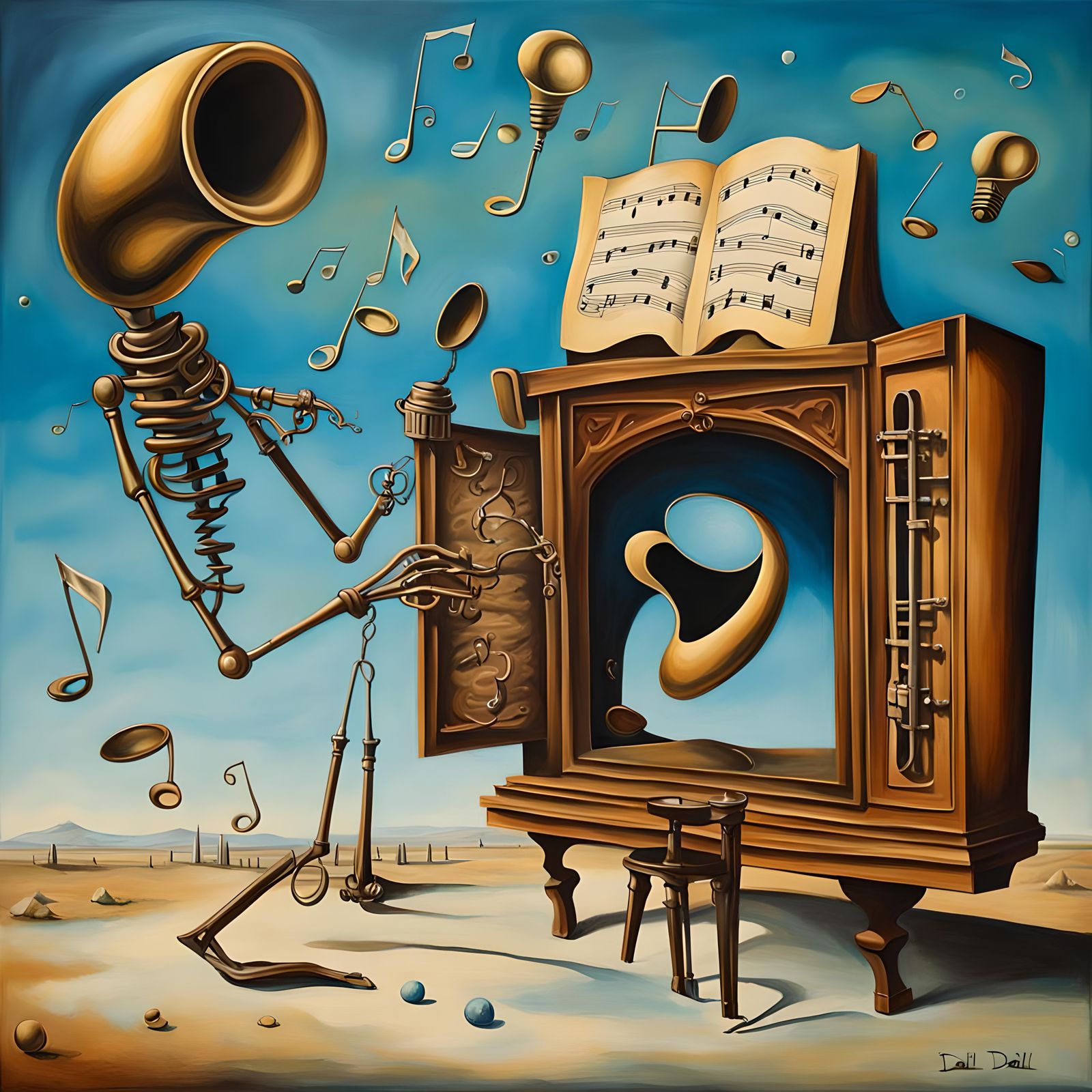 Surreal Melting Clock in Salvador Dali Style