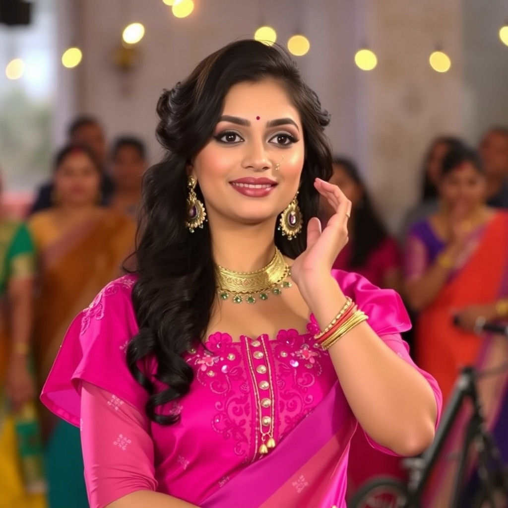 Dancer in a Skirt and Blouse, Elegant Dance Pose