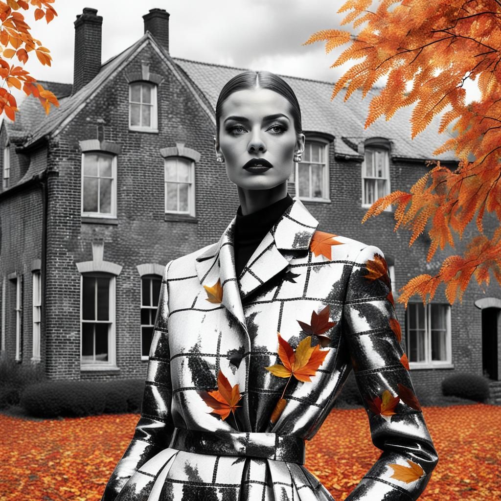 Vintage Autumn Fashion in Hyperreal Double Exposure