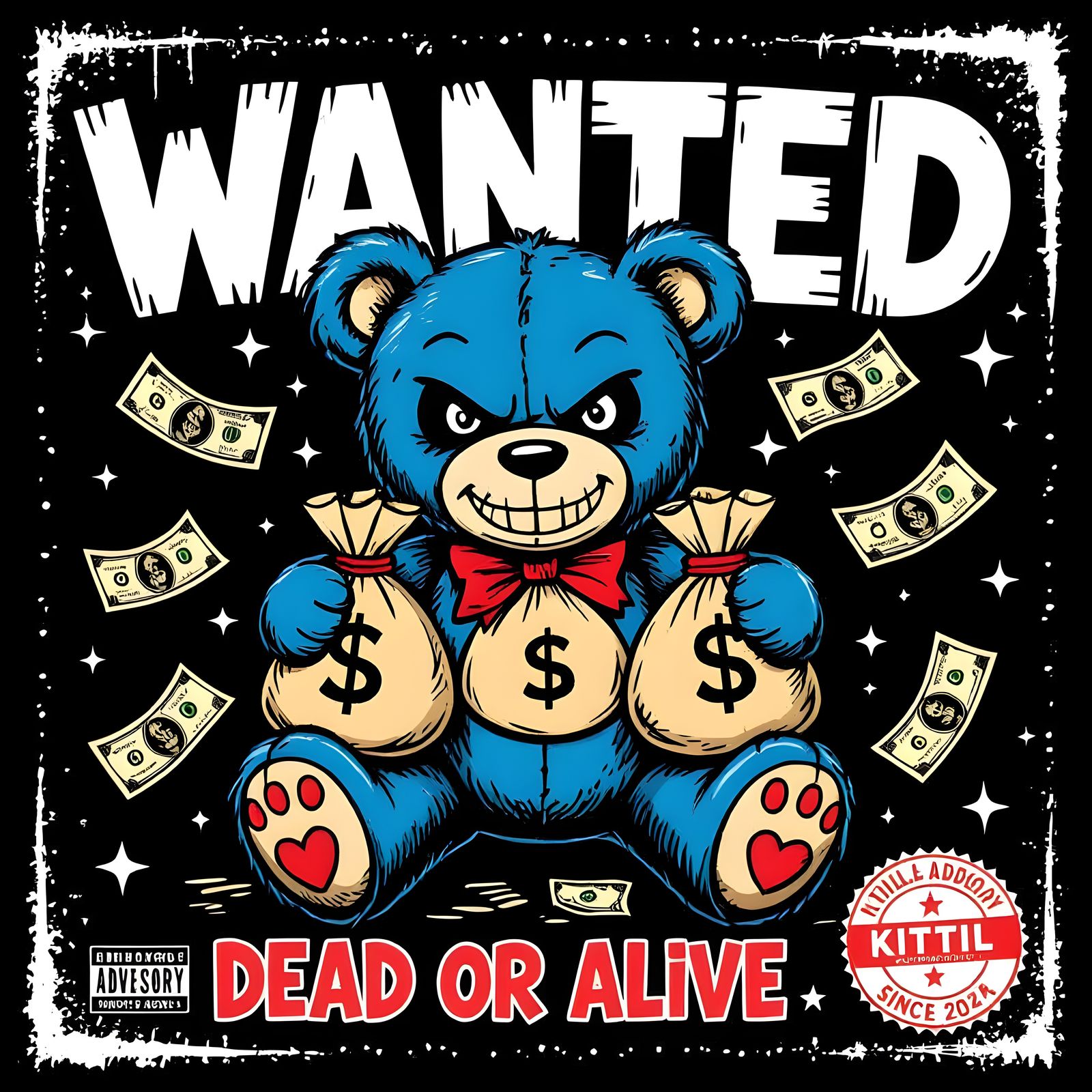 Mischievous Blue Teddy Bear T-Shirt Graphic