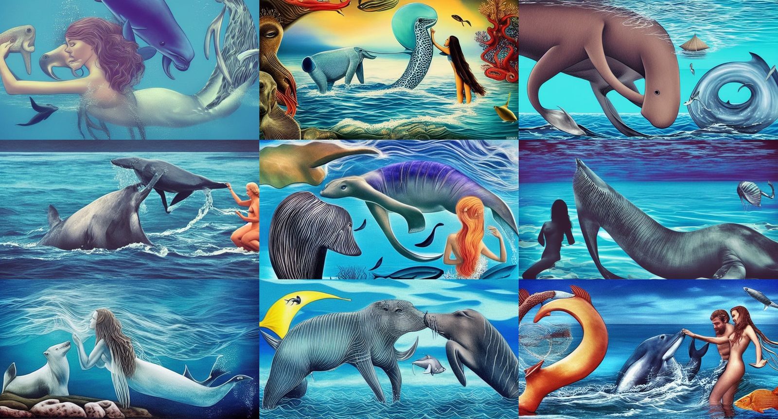 Ocean King and Queen: A Surreal Underwater Scene