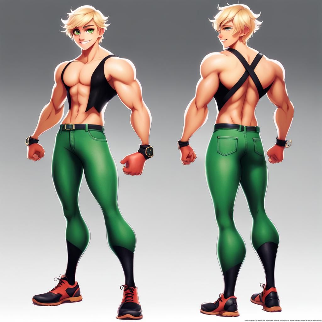 Muscular Adrien Agreste Portrait in Dynamic Lighting