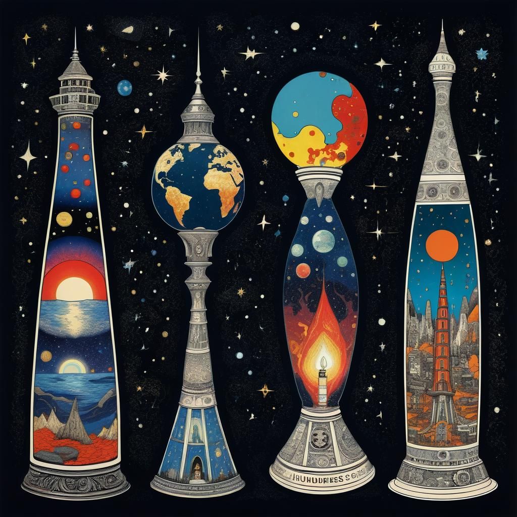 Cosmic Lava Lamp in a Mixed Artistic Style