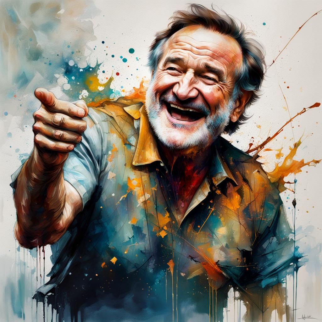 Joyful Laughter Portrait in Expressive Painterly Style