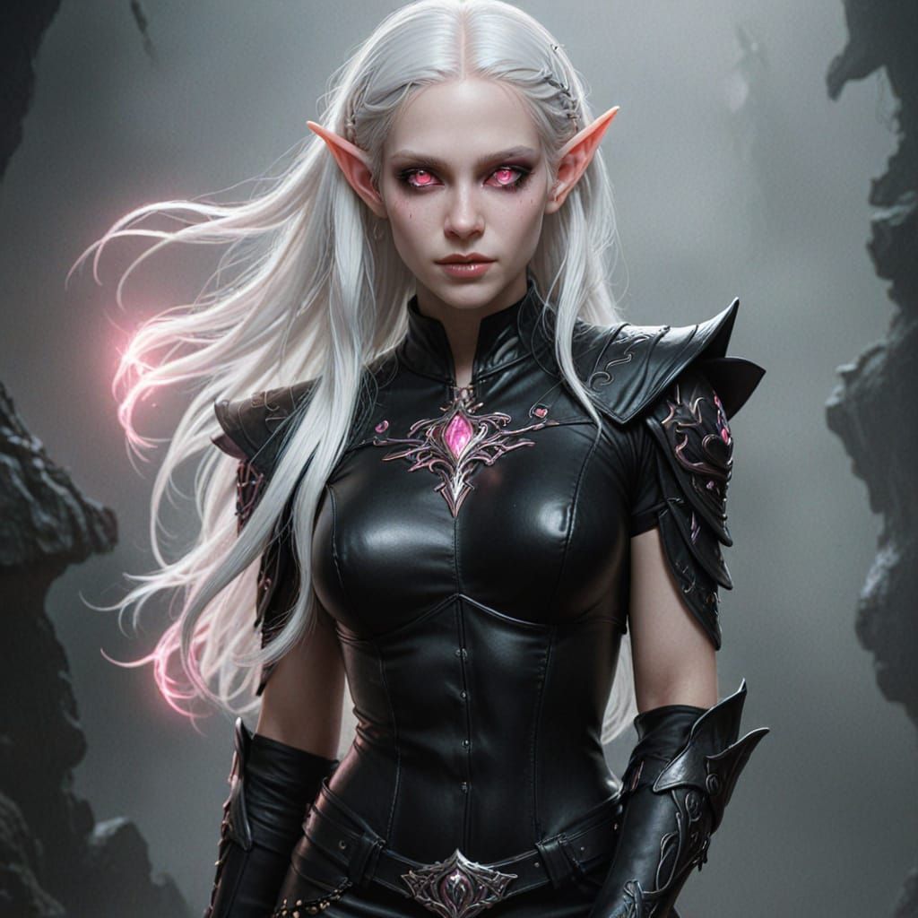 Albino Elf in Leather Outfit: Digital Concept Art