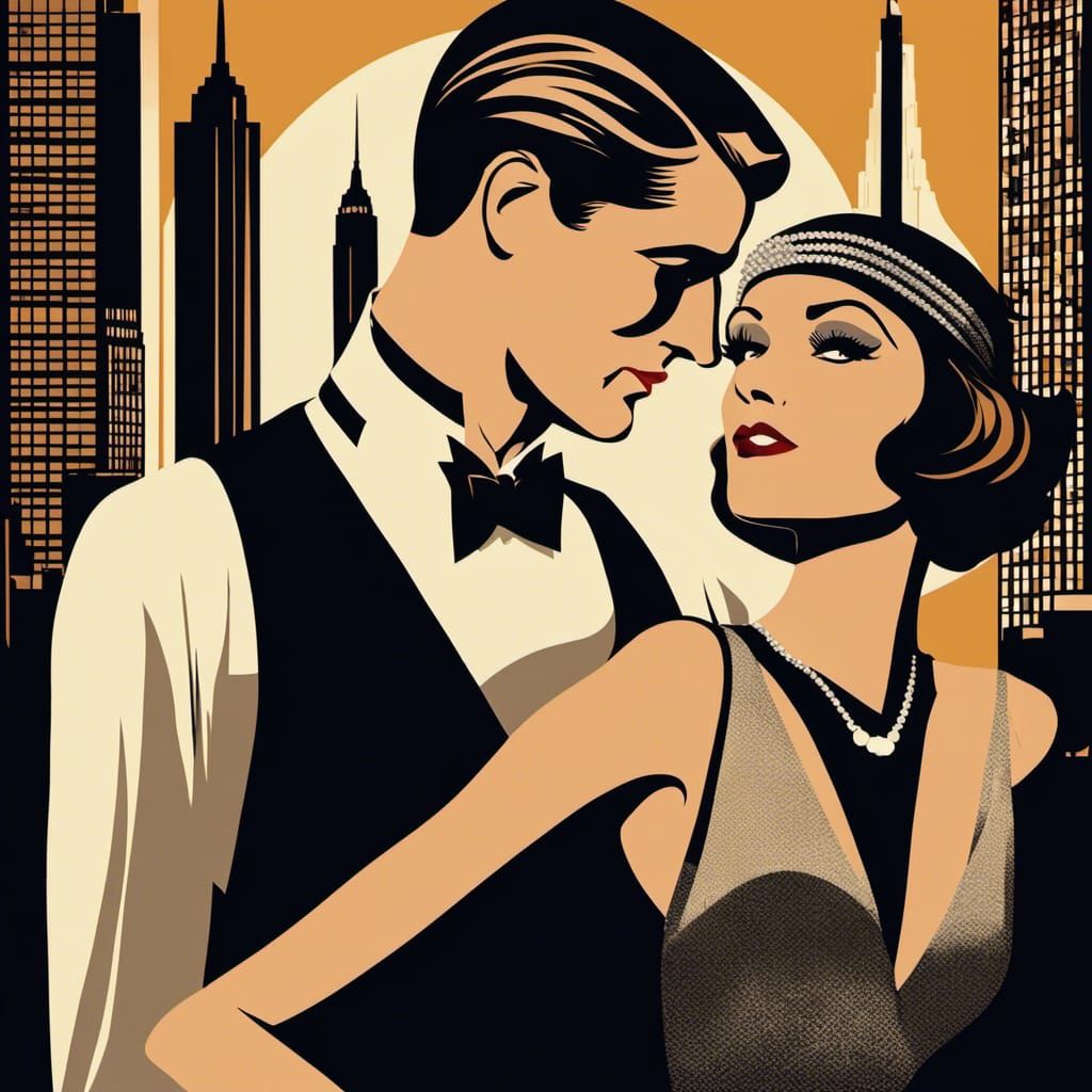 1920s Flapper Girl Art Deco Illustration