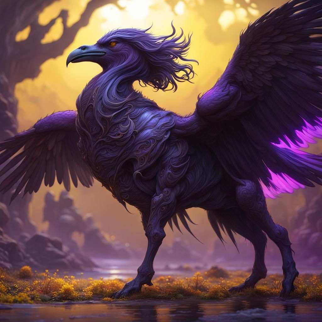 Corvid Centaur Hybrid in Dark Fantasy Style