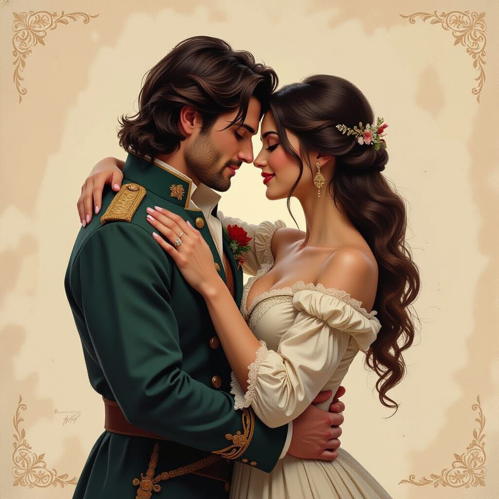 Passionate Couple Embracing for Romance Novel Cover