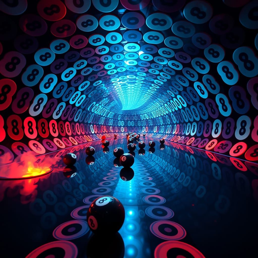 Surreal Infinite Gallery in Cyberpunk Aesthetic