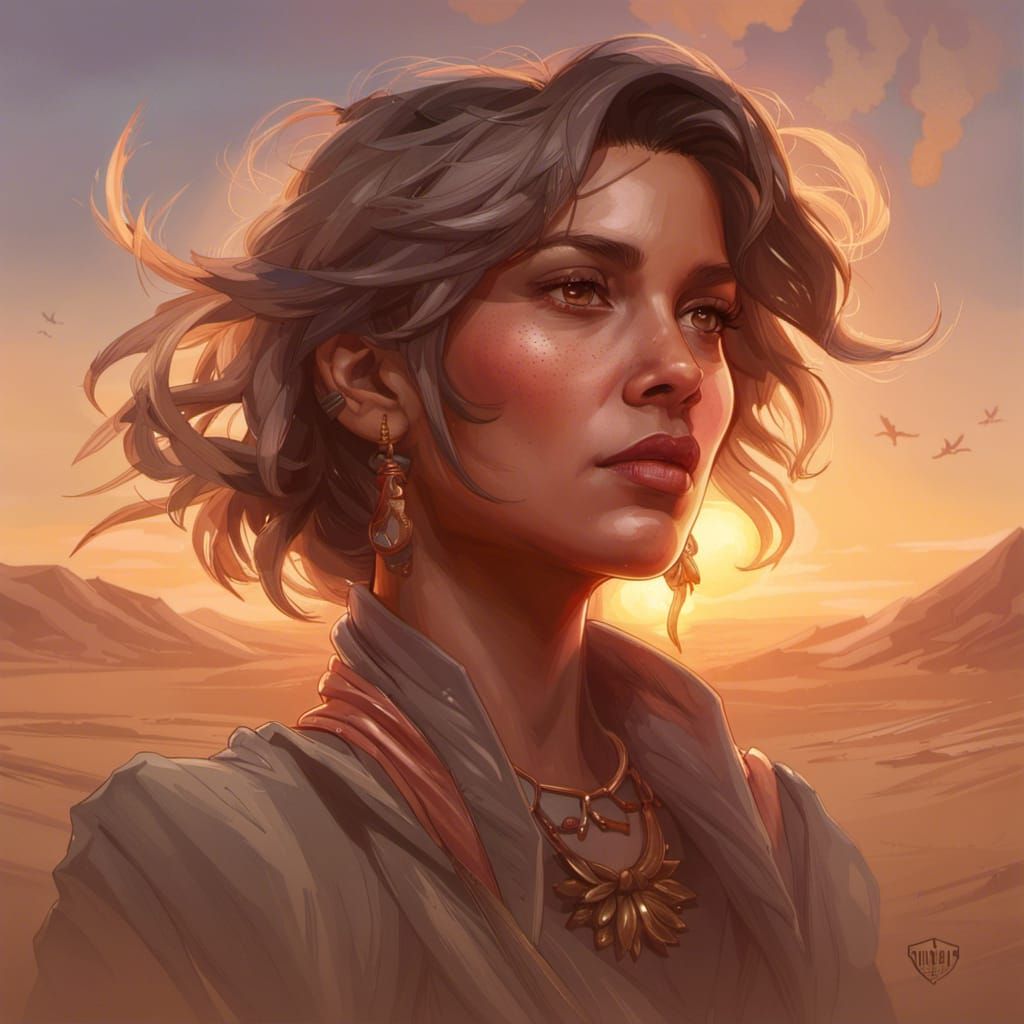 Gloria in Sandstorm Portrait: Hyperdetailed Concept Art