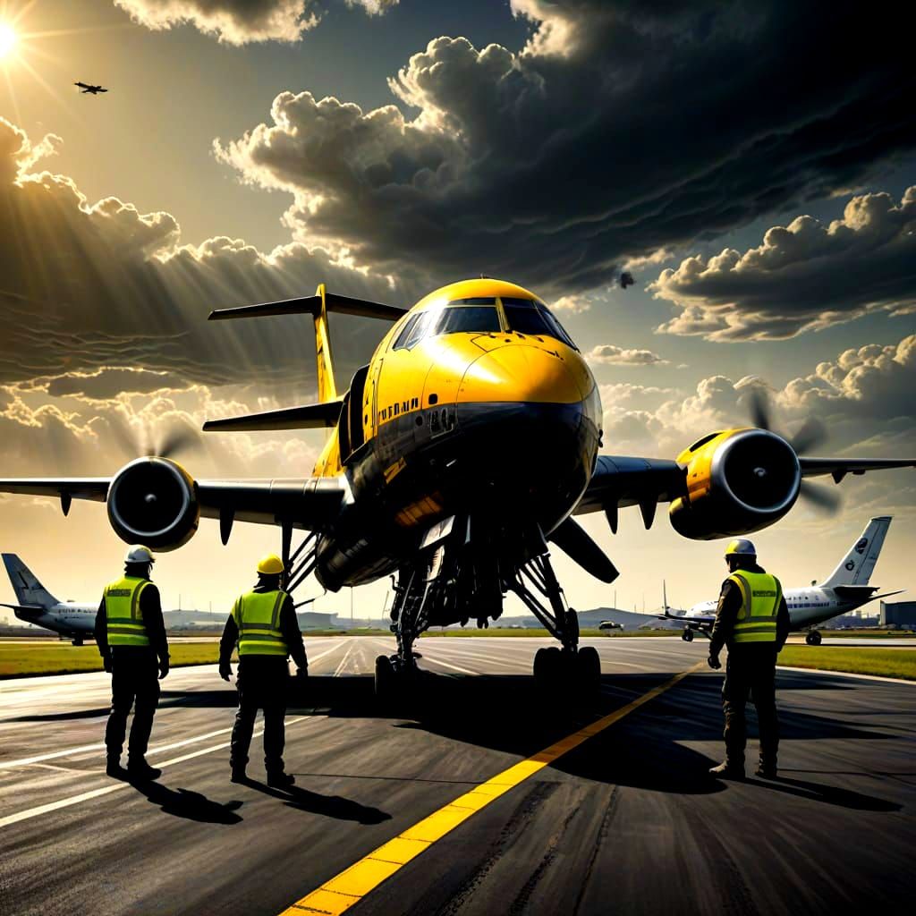 Aviation Art in Charcoal Drawing Style